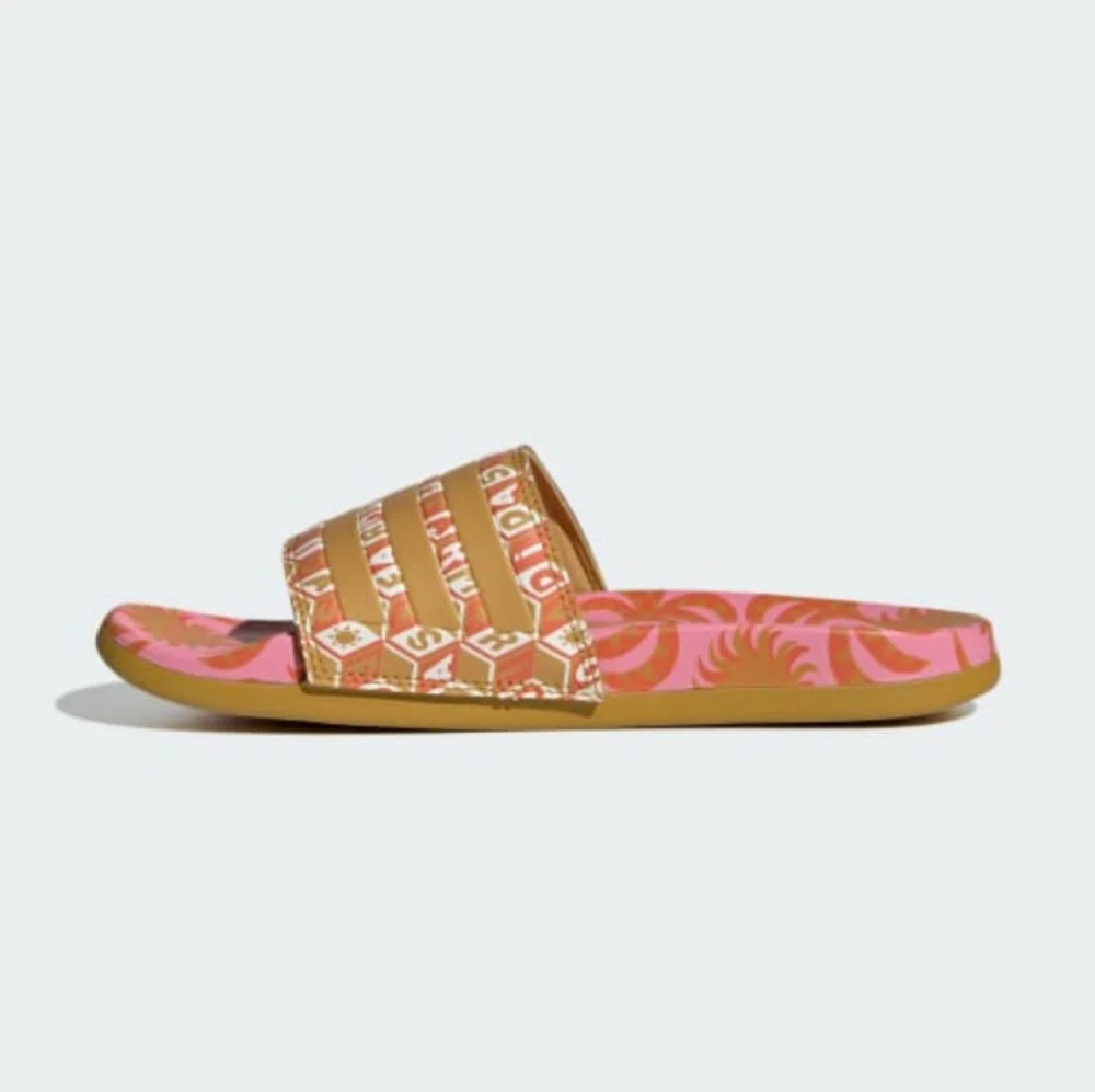 NIB FARM Rio Slide Sandals Adidas Collab Women's Size 11 Pink Abstract Floral